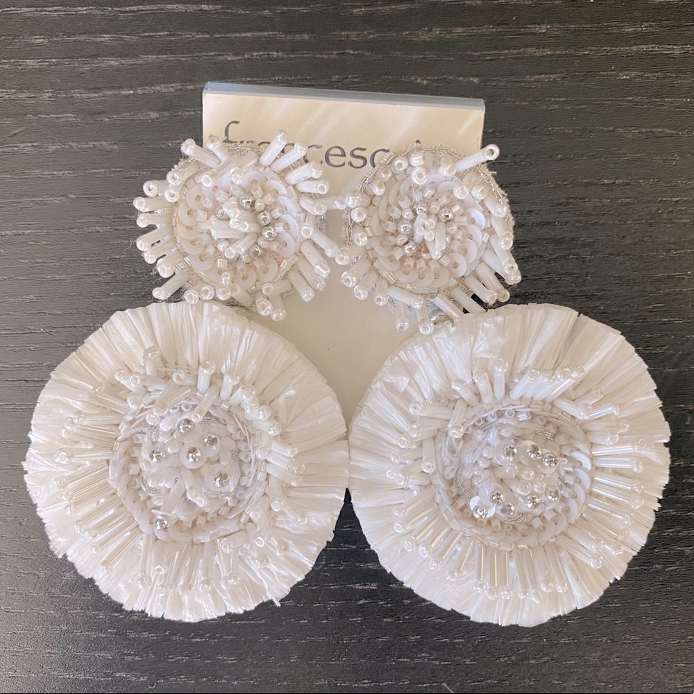 Raffia Beaded Dangle Earrings